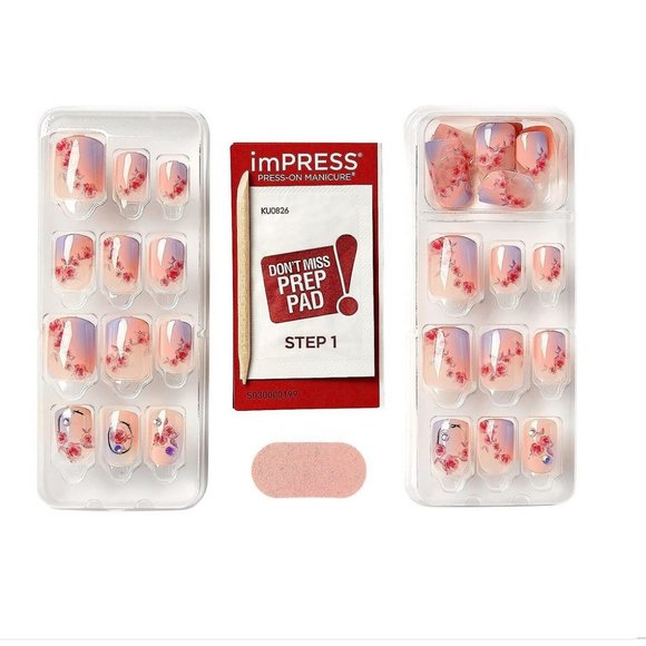 NWT LoveShackFancy x imPRESS Limited Edition SHORT Press-On Nails, Floral - Picture 2 of 5